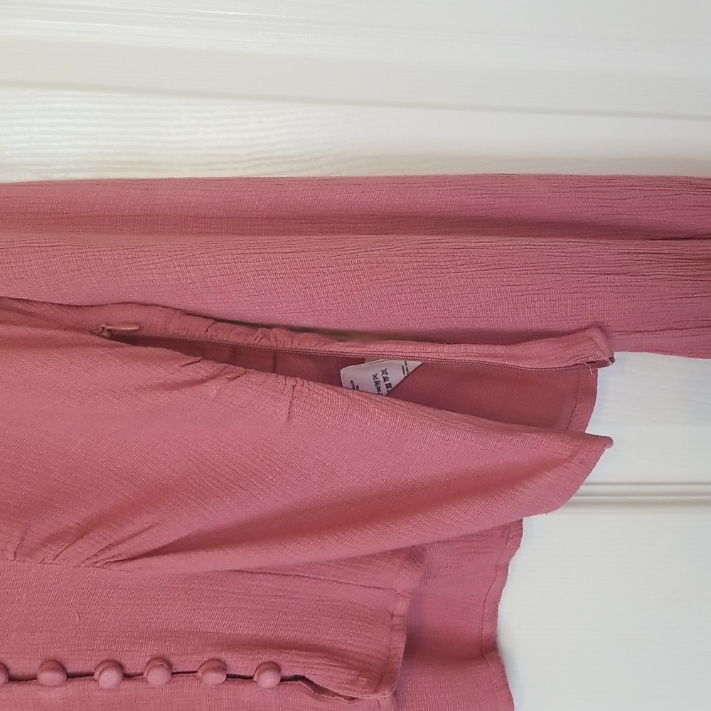 Free People Maise Mauve Rose Color Longsleeve Top Blouse V Neck Button Up Shirt - Picture 4 of 14